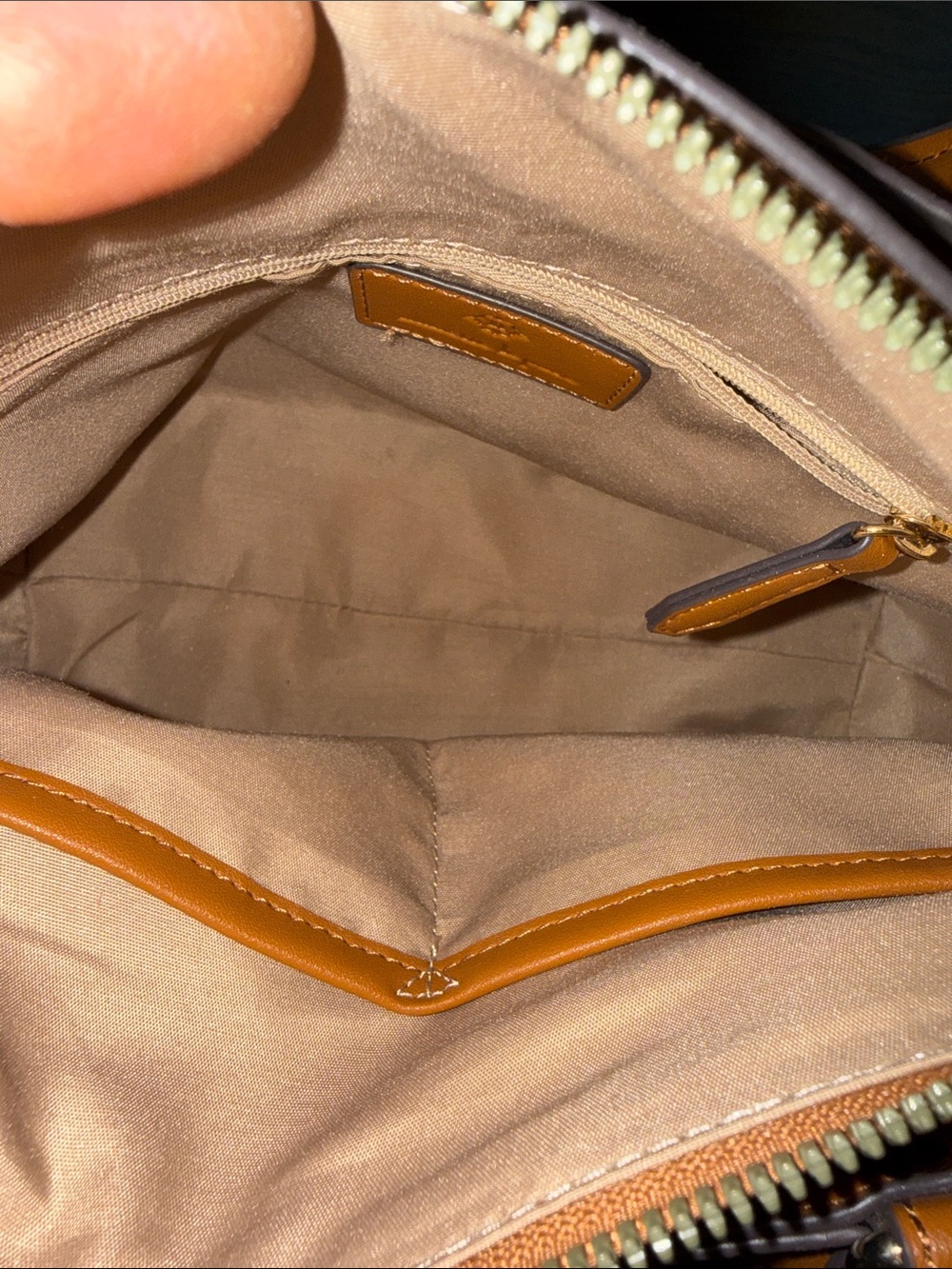 Brown Patterned Satchel with Tan Trim - Designer-Inspired Carryall - Picture 7 of 13